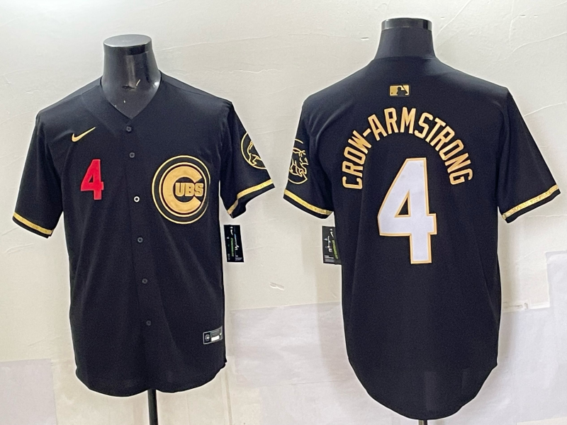 Men Chicago Cubs #4 Crow Armstrong black Nike MLB 2025 Jersey 09